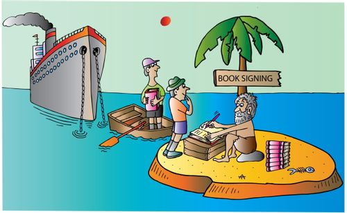Book signing on a desert island.