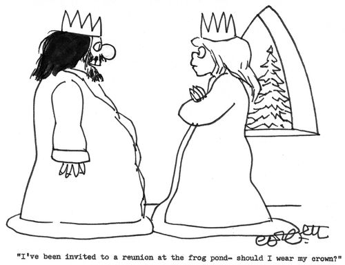 'I've been invited to a reunion at the frog pond- should I wear my crown?'