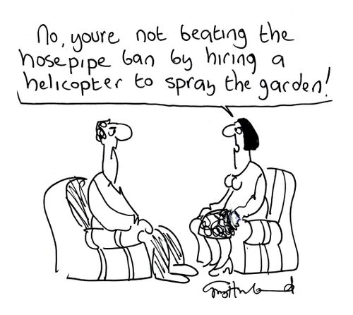 'No, you're not beating the hosepipe ban by hiring a helicopter to spray the garden.'