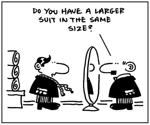 'Do you have a larger suit in the same size?'
