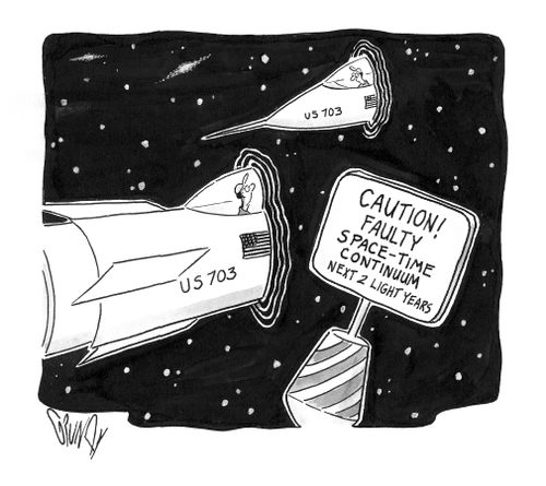 'Caution! Faulty Space-Time Continuum Next 2 Light Years.'