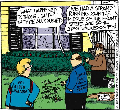 'We had a strand running down the middle of the front steps and some idiot walked on 'em.'