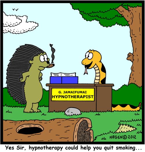 'Yes Sir, hypnotherapy could help you quit smoking...'