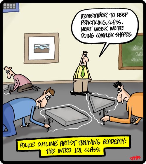 Police outline artist training academy: the intro 101 class.