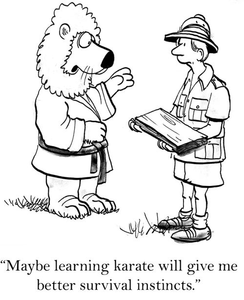 'Maybe learning karate will give me better survival instincts.'