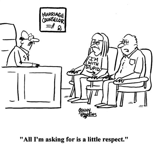 Man to Marriage Counselor: 'All I'm asking for is a little respect.'