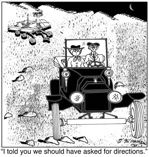 'I told you we should have asked for directions.'