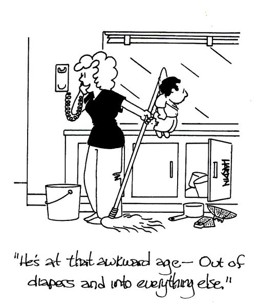 'He's at the awkward age - out of diapers and into everything else.