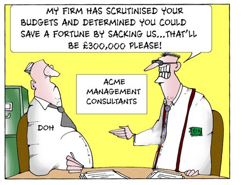 'My firm has scrutinised your budget and determined you could save a fortune by sacking us...that'll be £300,000 please!'