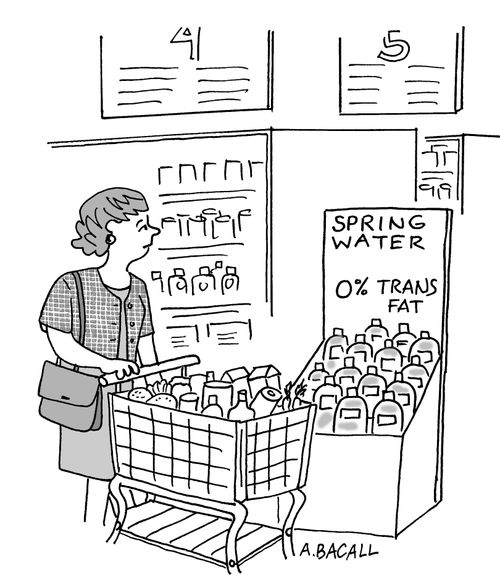 Bottled water has no trans fats.