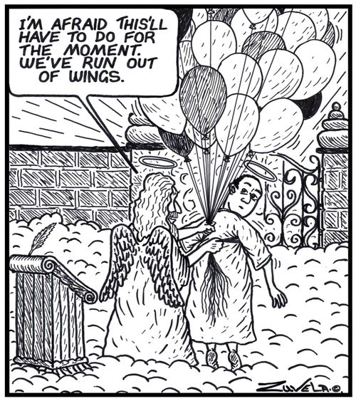 'I'm afraid this'll have to do for the moment.We've run out of wings.' 