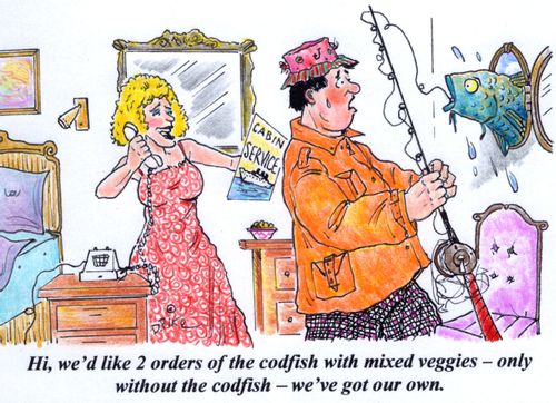 'Hi, we'd like 2 orders of the codfish with mixed vegetables - only without the codfish - we've got our own.'