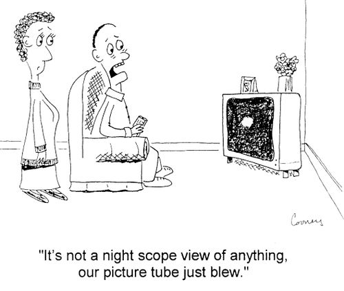 "It's not a night scope view of anything, I think our picture tube just blew."