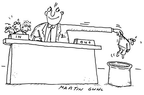 Employees in the in and out tray