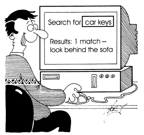 Search for "car keys" - Results - "Look behind sofa"