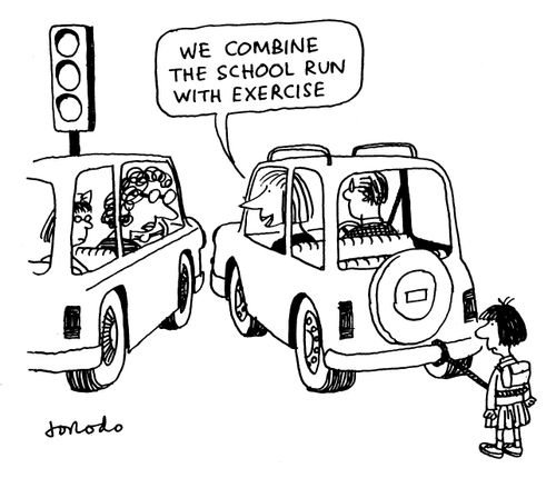 'We combine the school run with exercise.'