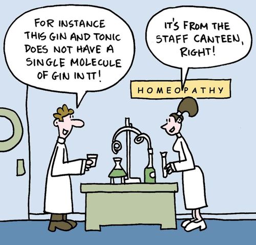 -"For instance, this gin and tonic does not have a single molecule of gin in it!"  -"It's from the staff canteen, right!"