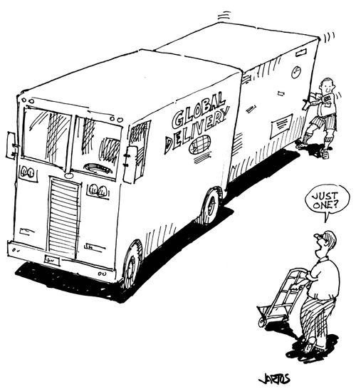 Global Delivery has huge parcel in the back.