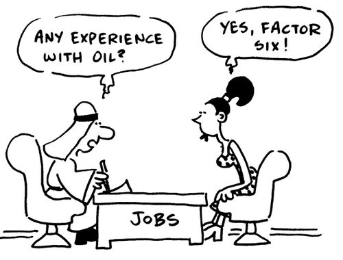 Woman applying for a job in the oil business.
