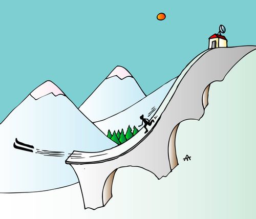 Skier chasing his skis down the slope.
