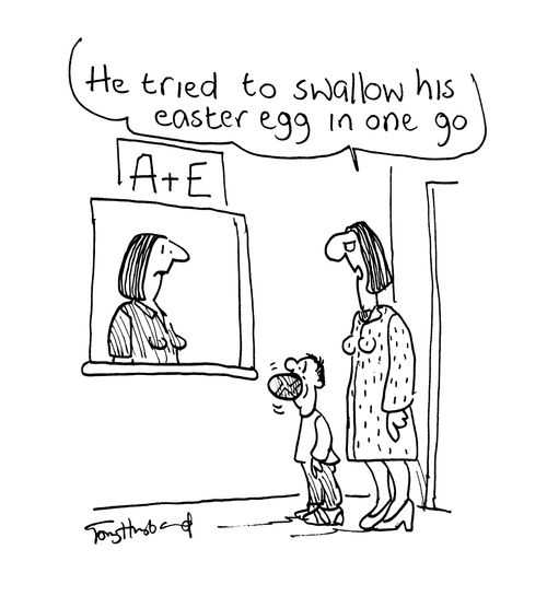 'He tried to swallow his easter egg in one go.'
