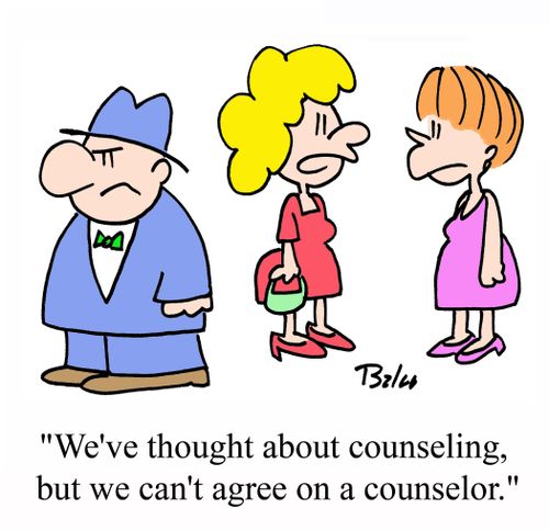 'We've thought about counseling, but we can't agree on a counselor.'
