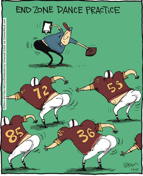 End zone dance practice.