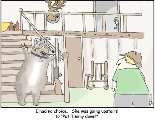 'I had not choice. She was going upstairs to 'Put Timmy down'!'