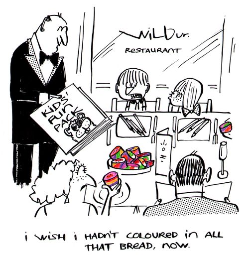 'I wish I hadn't coloured in all that bread, now.'