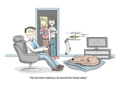 'he has been helping a lot around the house lately'
