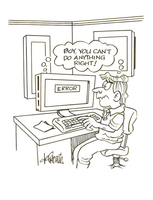 Man and computer think: 'Boy, you can't do anything right!'