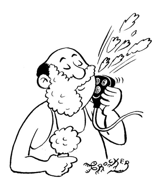 Man using shaving foam with an electic shaver.