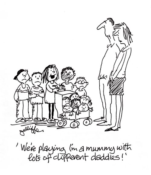 'We're playing I'm a mummy with lots of different daddies!'