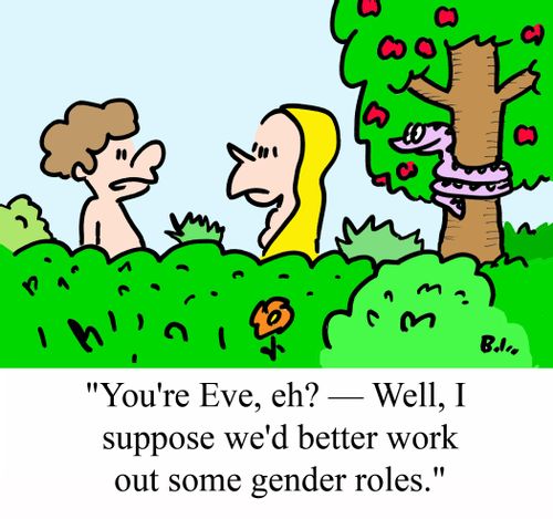 'You're Eve, eh? - Well, I suppose we'd better work out some gender roles.'