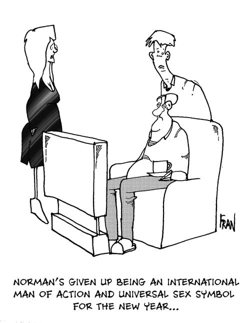 'Norman's given up being an international man of action and universal sex symbol for the New Year.'