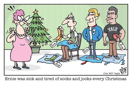 Ernie was sick and tired of socks and jocks every Christmas.