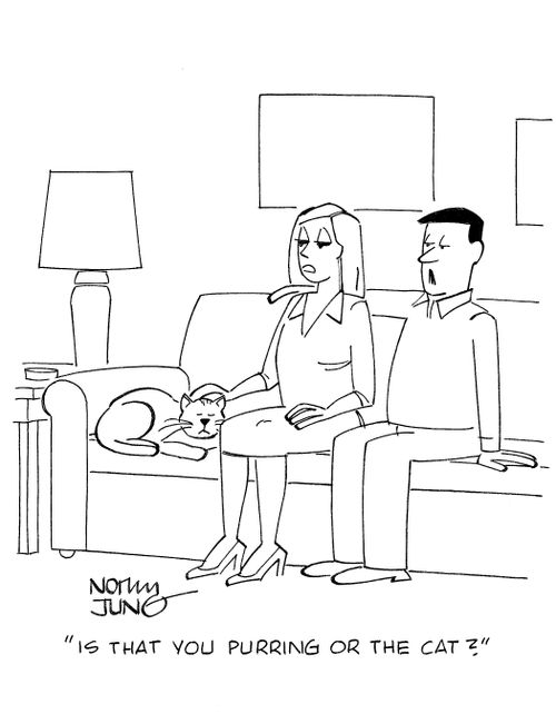 'Is that you purring or the cat?'