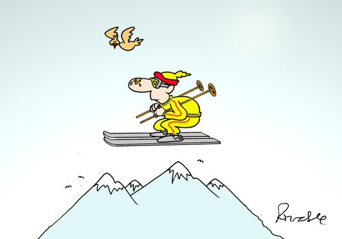 Flying skier