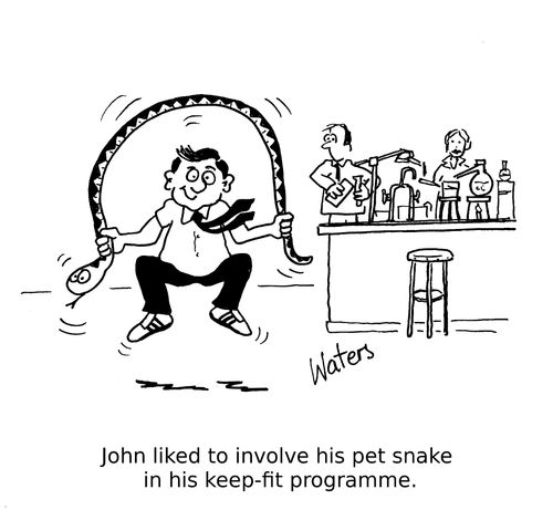John liked to involve his pet snake in his keep-fit programme.
