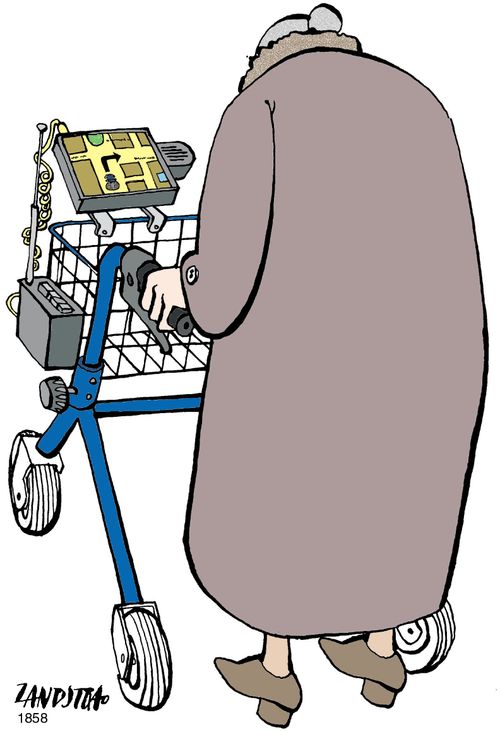 Zimmer frame with satellite navigation system.