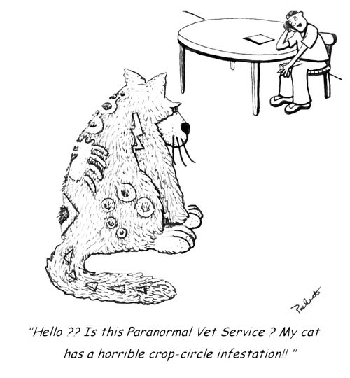 'Hello? Is this Paranormal vet service? My cat has a horrible crop-circle infestation!!'
