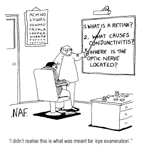 "I didn't realise this is what was meant by 'eye examination'"