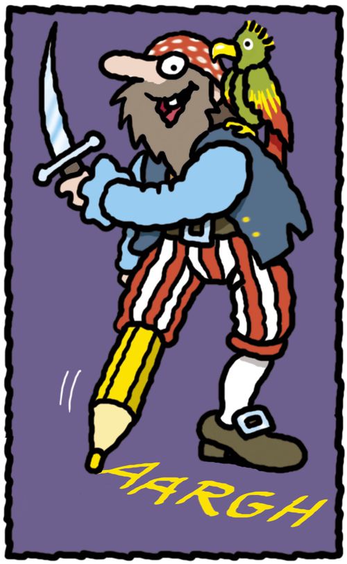 'Pirate with pencil for wooden leg.'