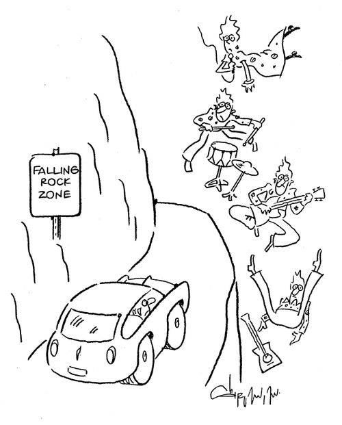 Falling rock zone (Rock stars falling from mountain/cliff face).