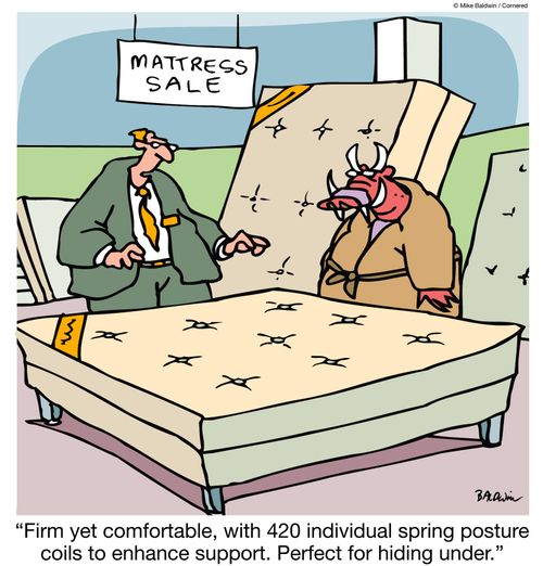 "Firm yet comfortable, with 420 individual spring posture coils to enhance support. Perfect for hiding under."