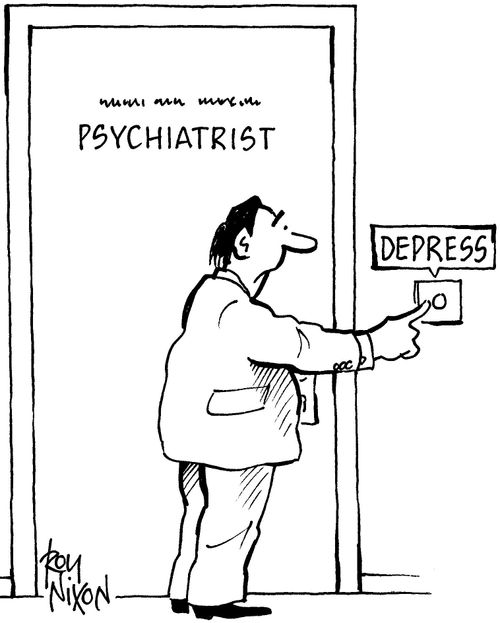 Psychiatrist's bell-push marked depress