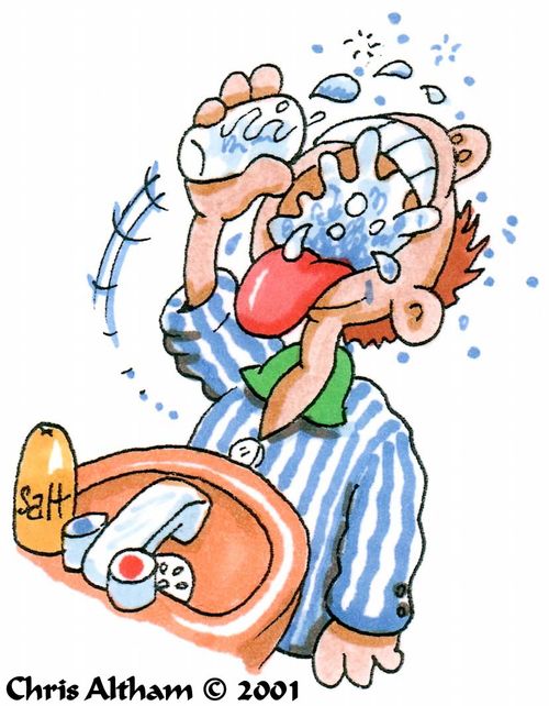 Man gargling