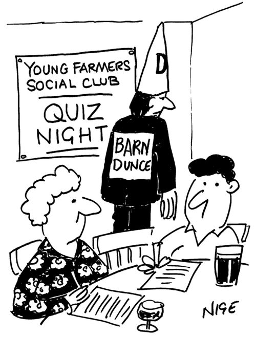 Young Farmers have quiz, and one is a 'barn dunce'.