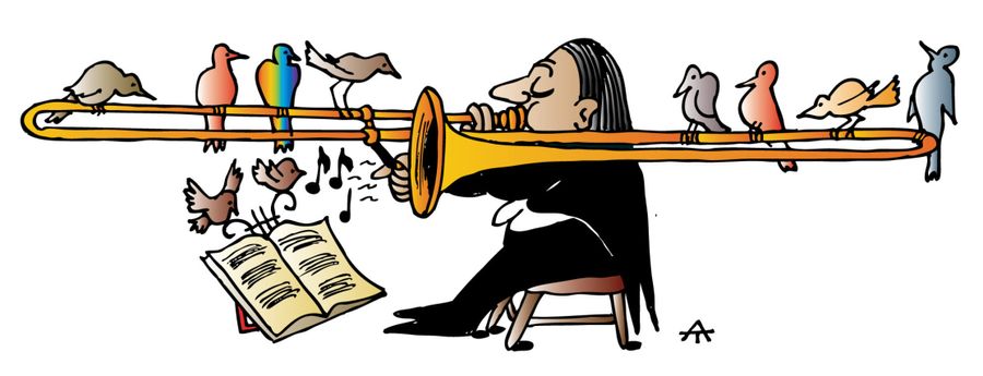 Trumpet and birds