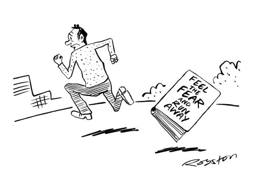 Man runs from self-help book called 'Feel the Fear and Run Away.'